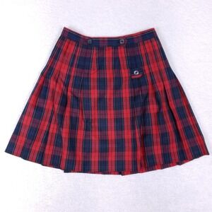 FlynnoHara School Uniform Skirt Girls 18X Red Plaid Pleated Kilt Dark Academia